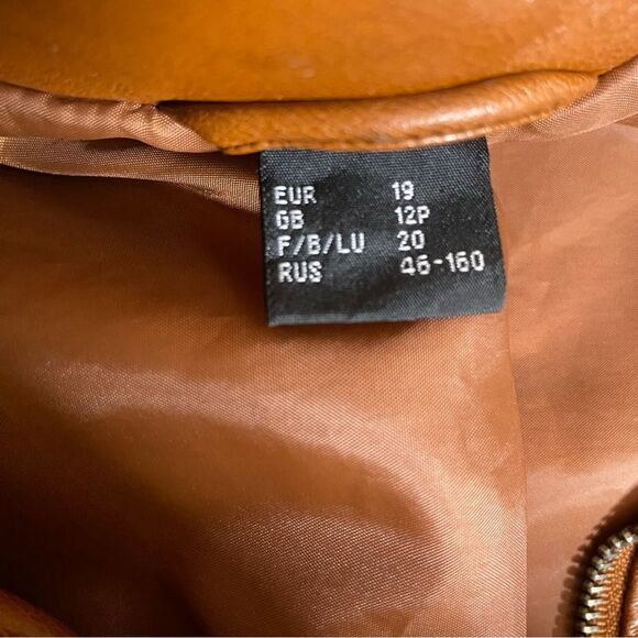 REHBRAUN Jacket Germany Faux Leather Vegan Snap Zip Petite Womens M PM Brown - Picture 3 of 14